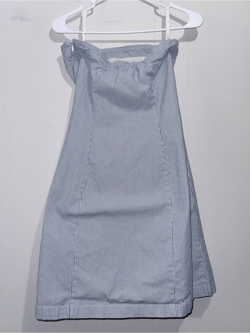 Vintage Old Navy Blue White Striped Seersucker Strapless Tube Dress Size 2 - Picture 2 of 4